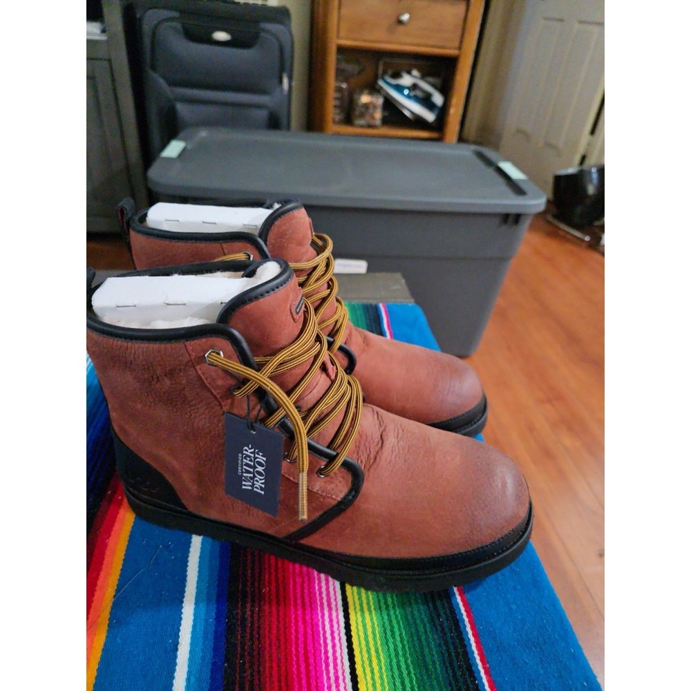 UGG Men's Harkley Waterproof Chukka Boots in the "Red Oxide" colorway.